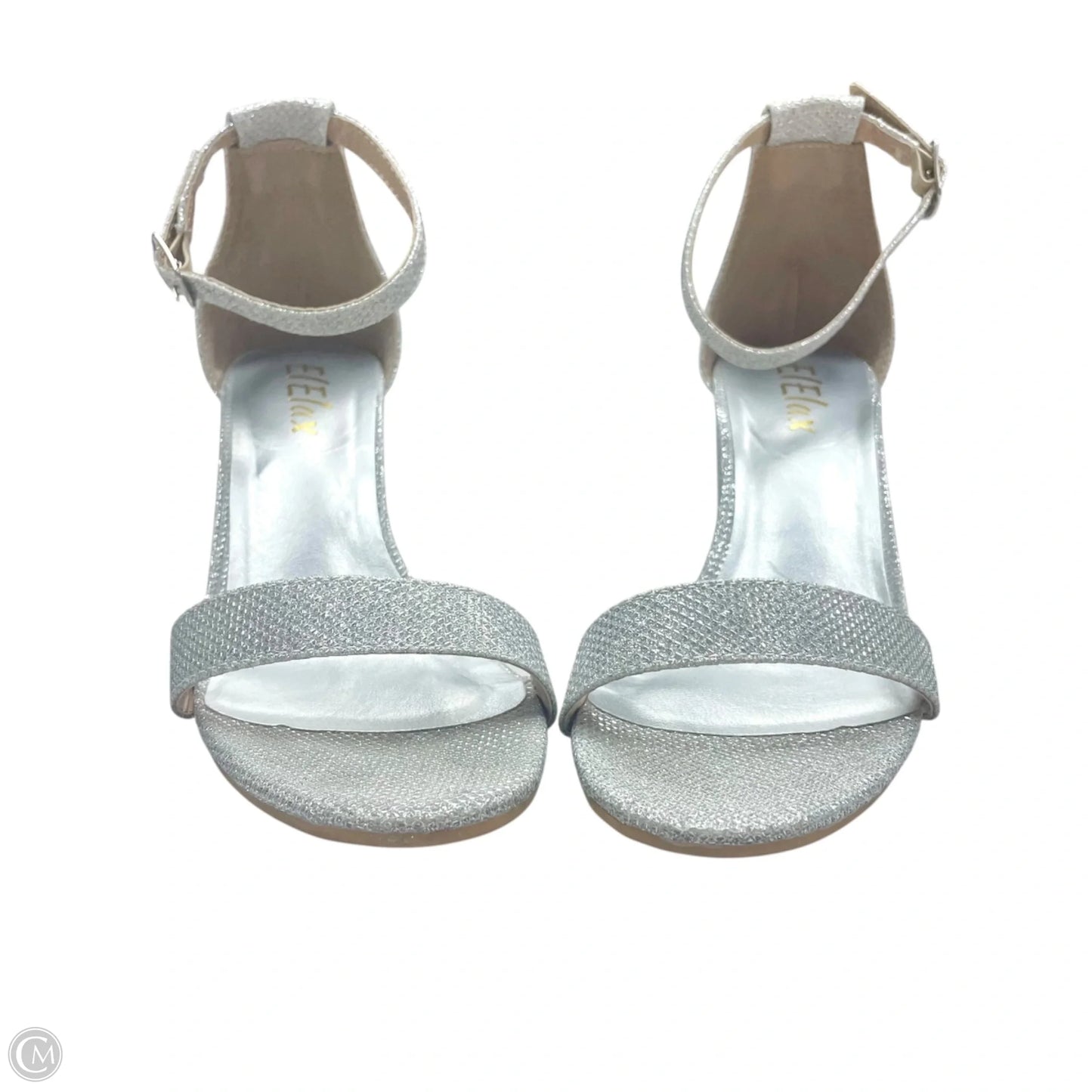 Sandals Heels Block By Elelax In Silver, Size: 5