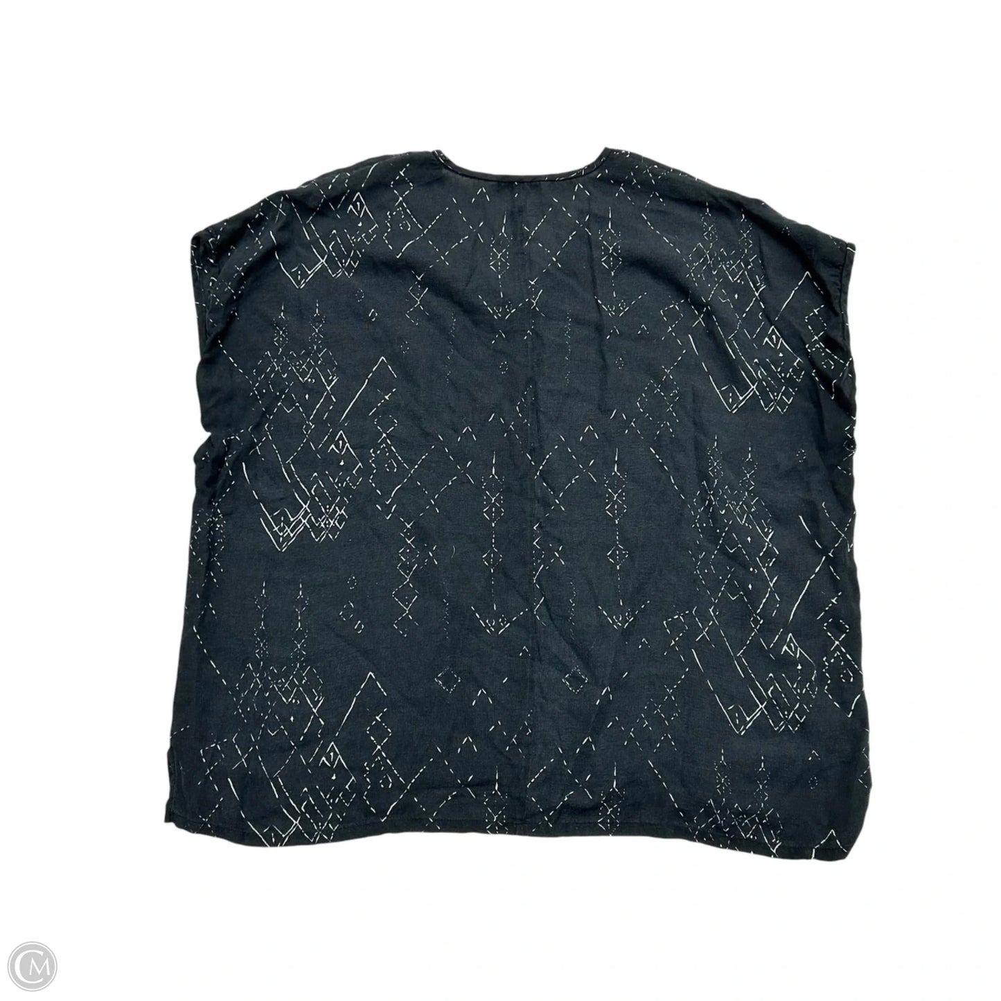 Top Short Sleeve By Eileen Fisher In Black & White, Size: L