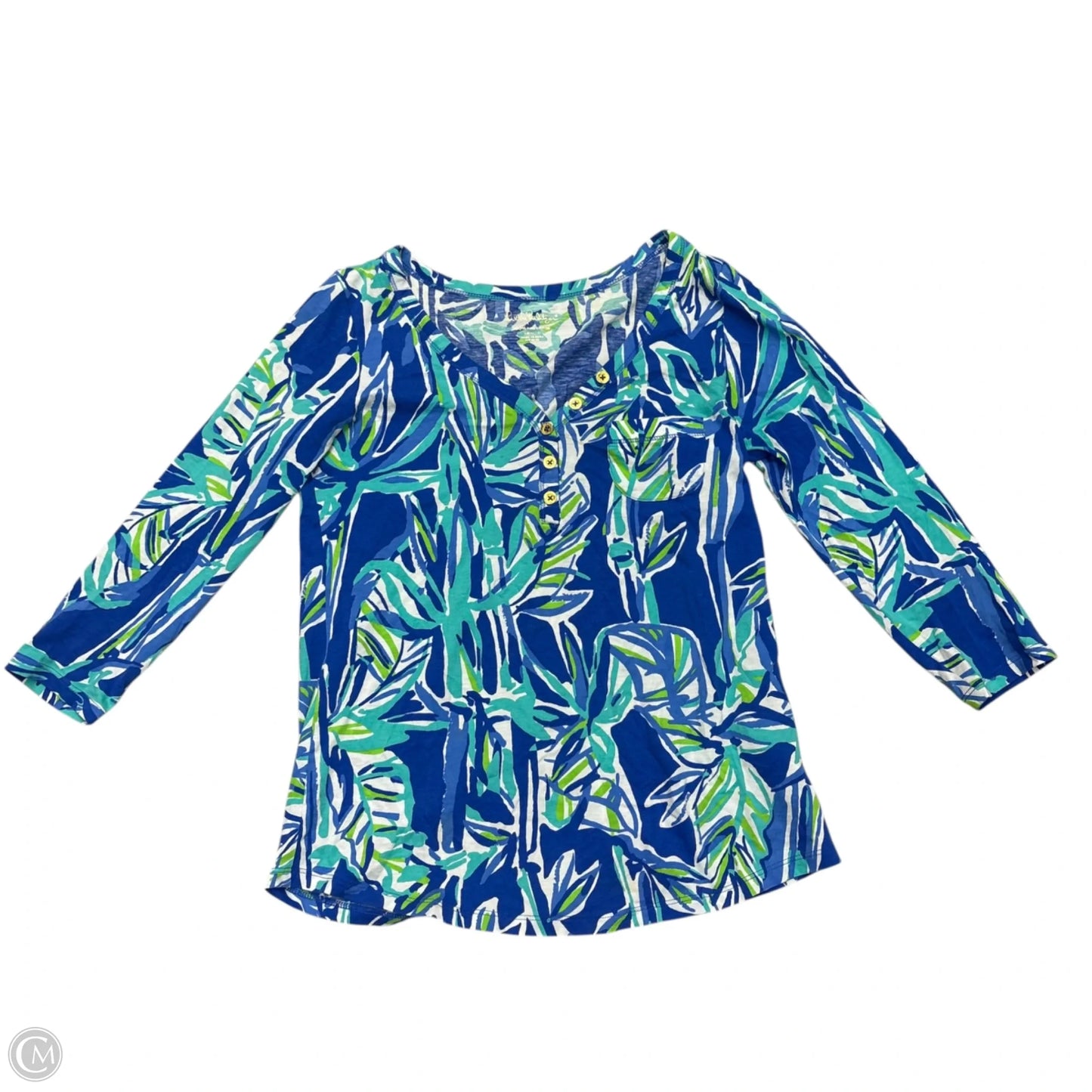 Top Long Sleeve Designer By Lilly Pulitzer In Blue & White, Size: Xs