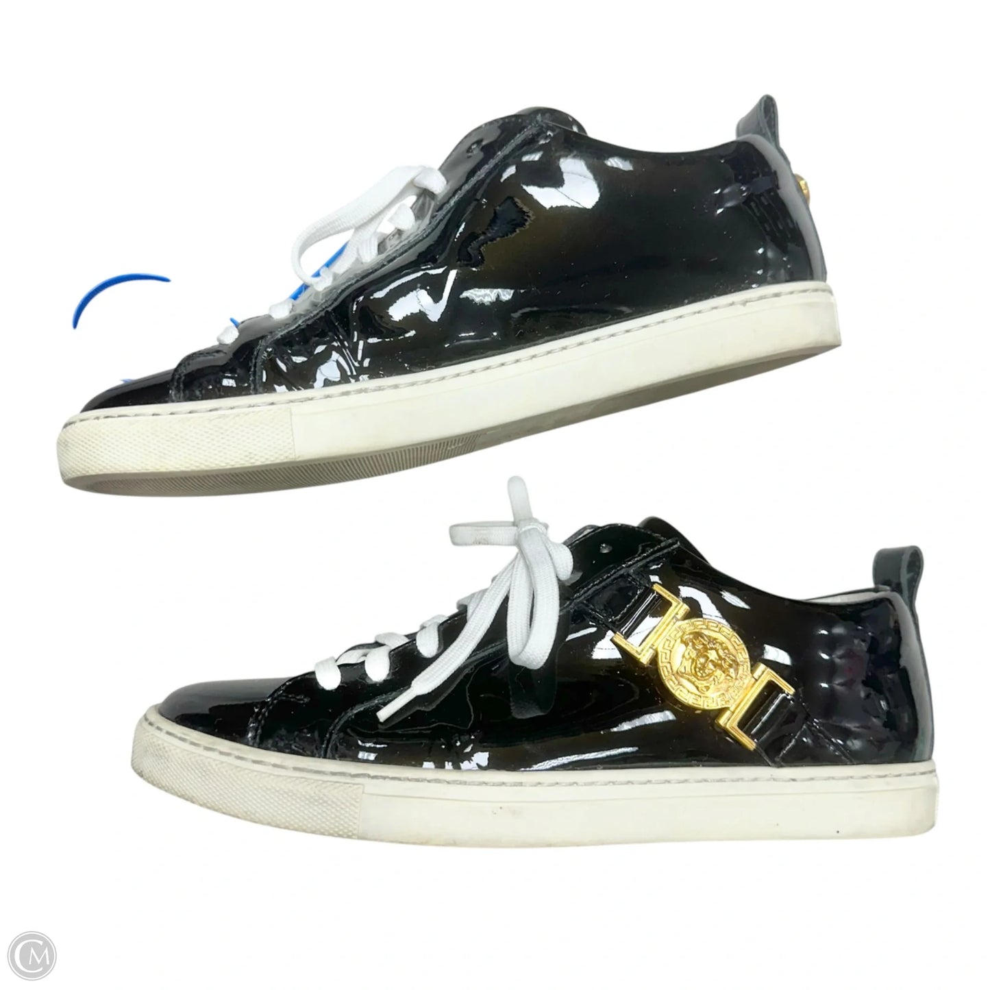 Shoes Luxury Designer By Versace In Black, Size: 5.5
