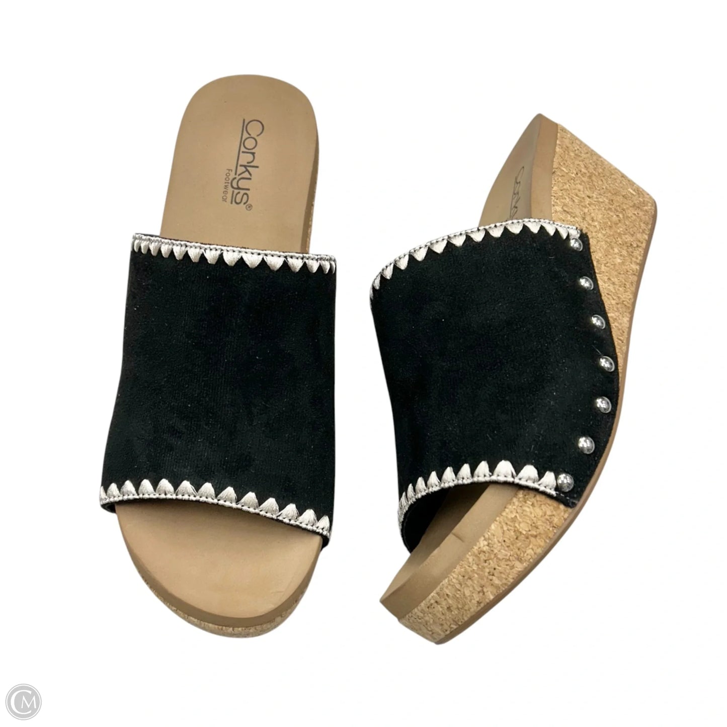 Sandals Heels Wedge By Corkys In Black, Size: 11