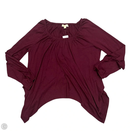 Top Long Sleeve By Michael By Michael Kors In Maroon, Size: Xxl