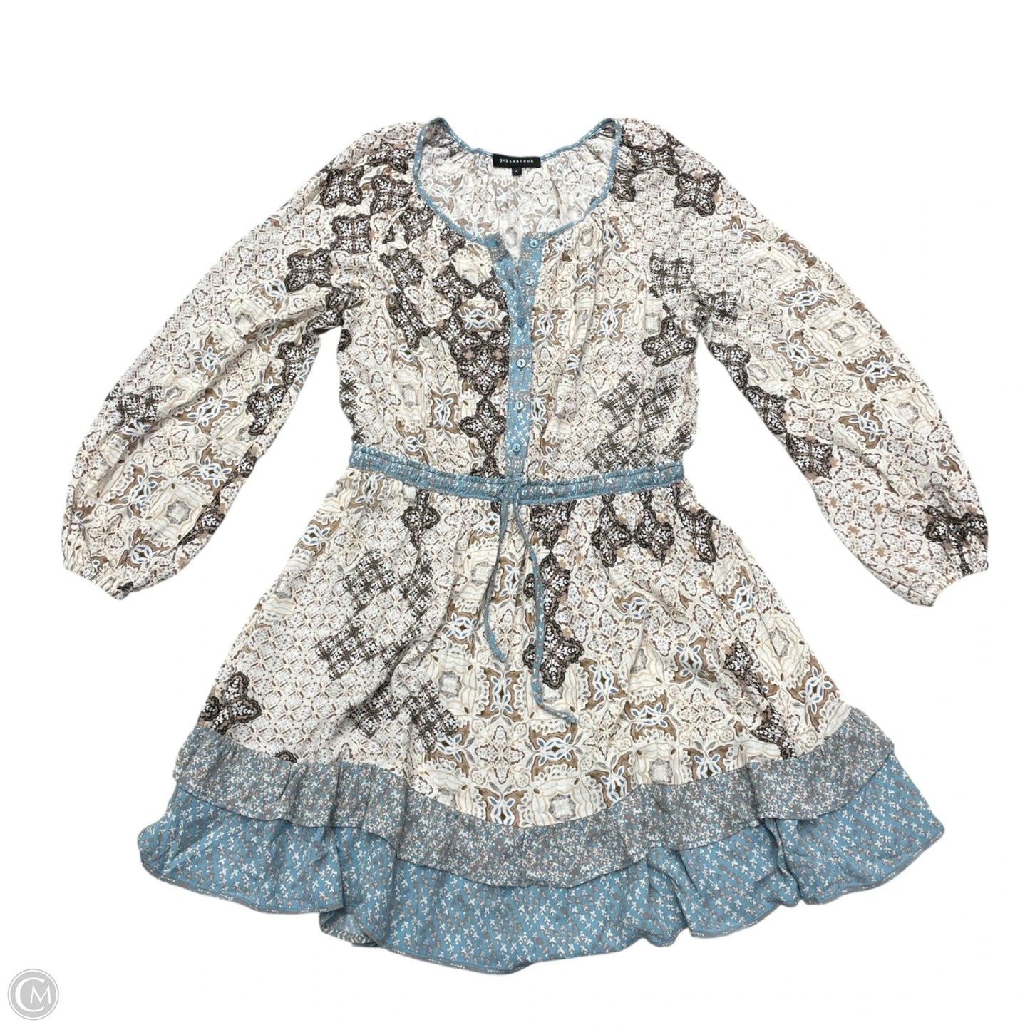 Dress Casual Short By Gibson Look In Blue & Tan, Size: L