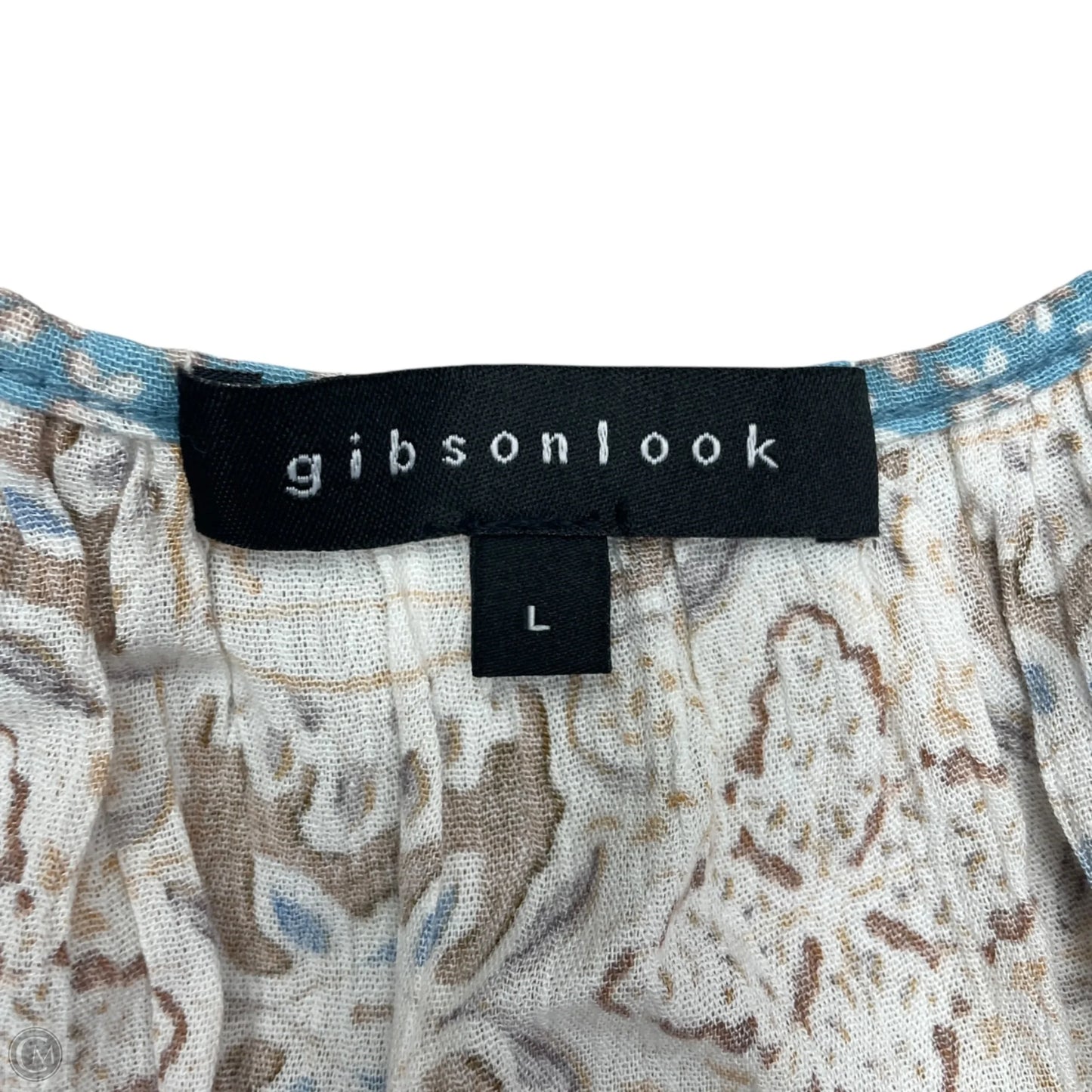 Dress Casual Short By Gibson Look In Blue & Tan, Size: L