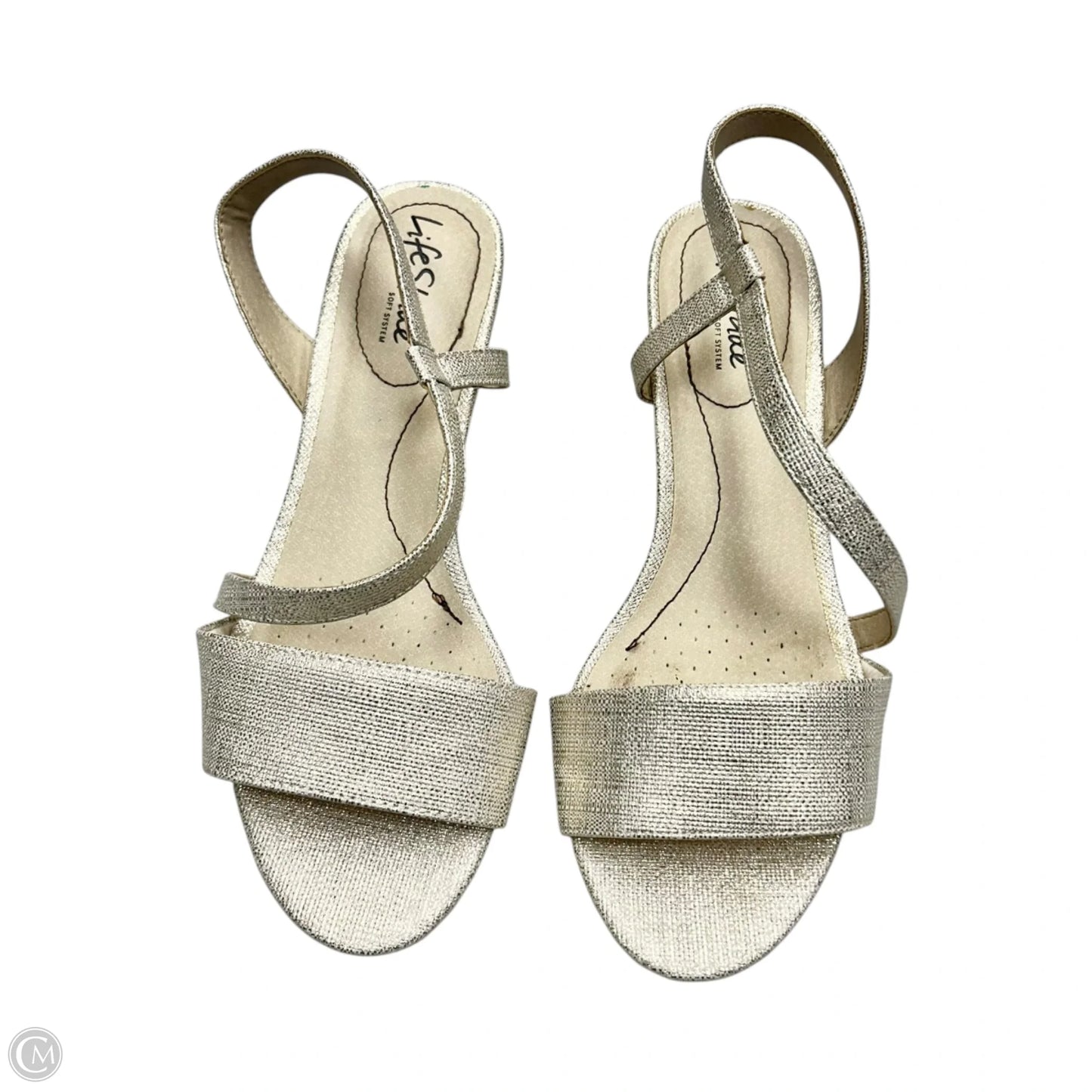 Sandals Heels Wedge By Life Stride In Gold, Size: 9