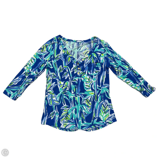 Top Long Sleeve Designer By Lilly Pulitzer In Blue & Green, Size: M
