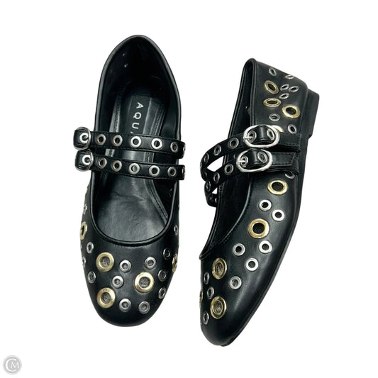 Shoes Flats By Aqua In Black & Silver, Size: 6.5