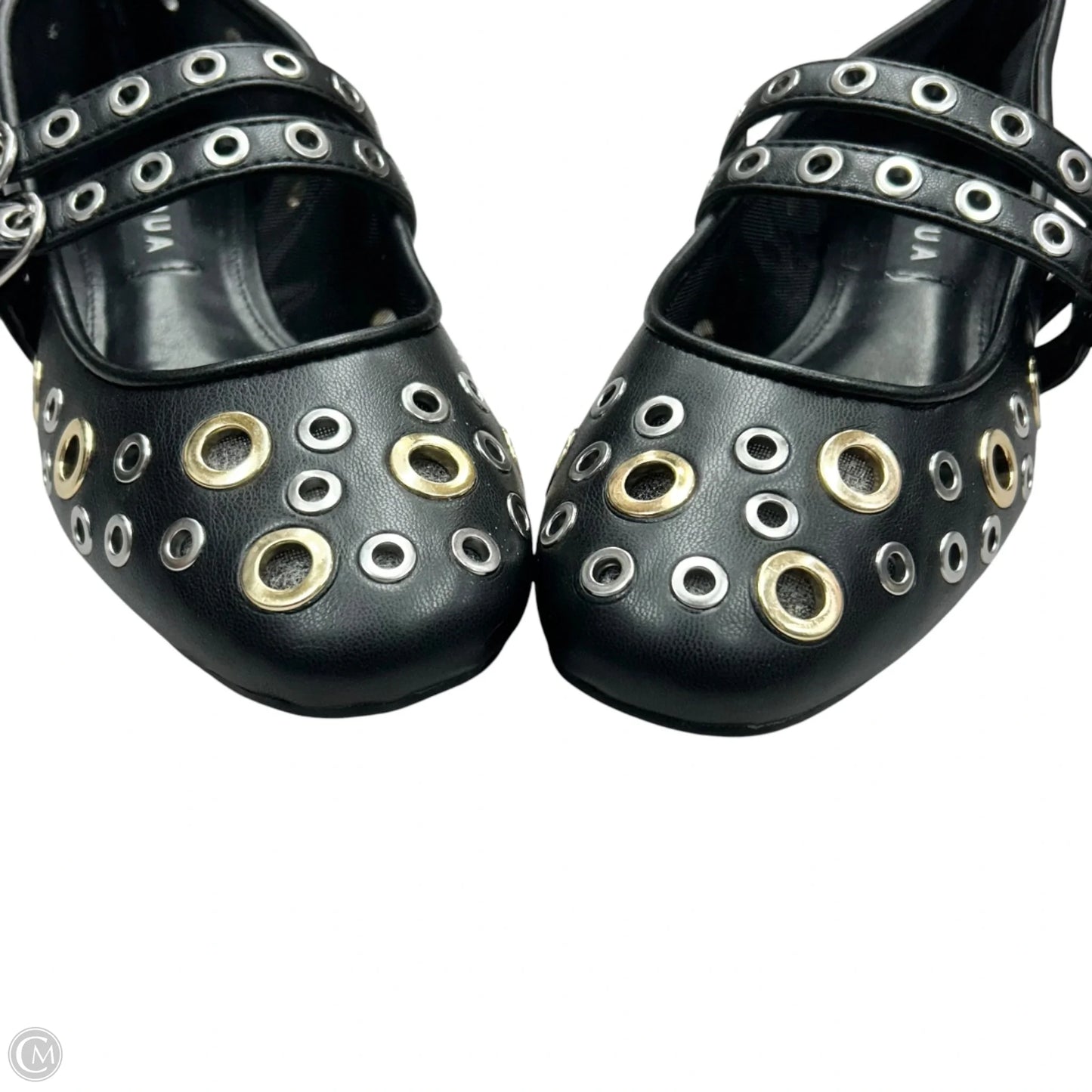 Shoes Flats By Aqua In Black & Silver, Size: 6.5