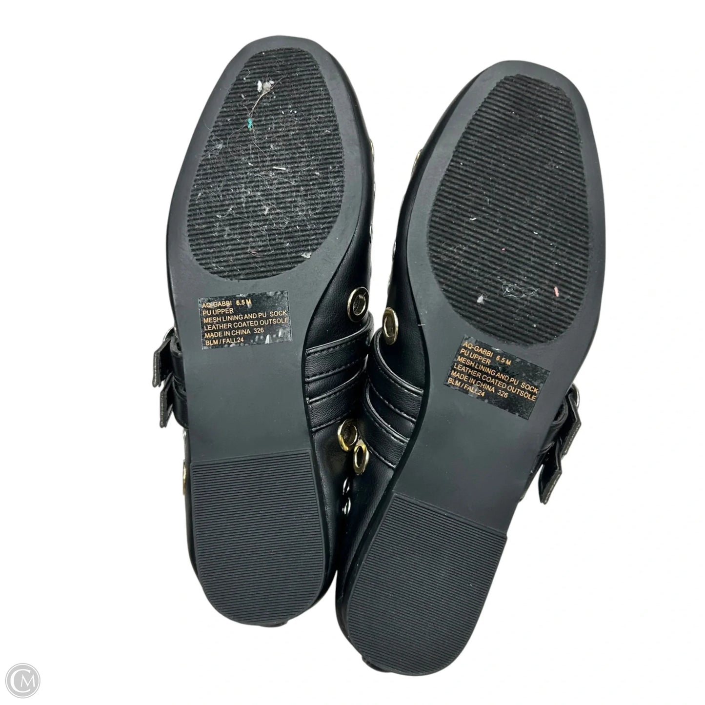 Shoes Flats By Aqua In Black & Silver, Size: 6.5