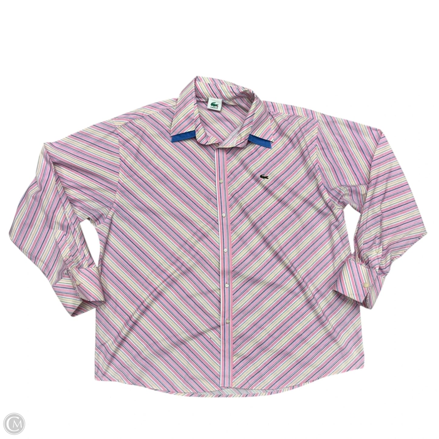 Top Long Sleeve By Lacoste In Pink & Yellow, Size: 4x