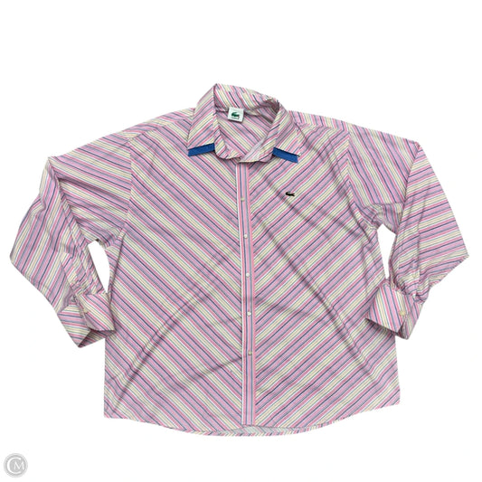 Top Long Sleeve By Lacoste In Pink & Yellow, Size: 4x