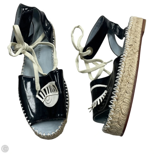 Sandals Flats By Cmb In Black & Cream, Size: 9.5