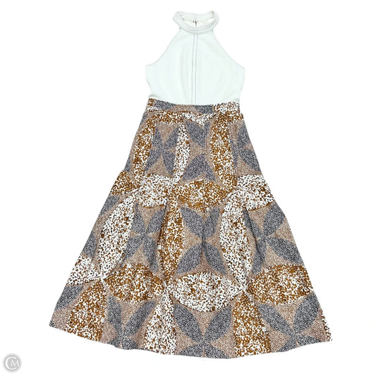 Dress Casual Midi By Anthropologie In Tan & White, Size: Xs