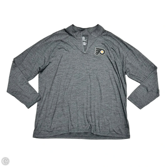 Athletic Top Long Sleeve Collar By Fanatics In Grey, Size: 3x