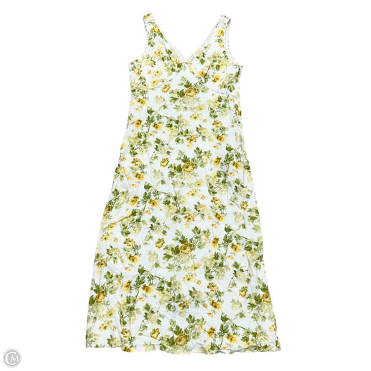 Dress Casual Midi By Laura Ashley In White & Yellow, Size: S