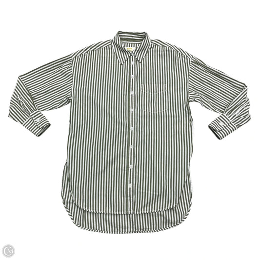 Top Long Sleeve By Maeve In Green & White, Size: Xxs