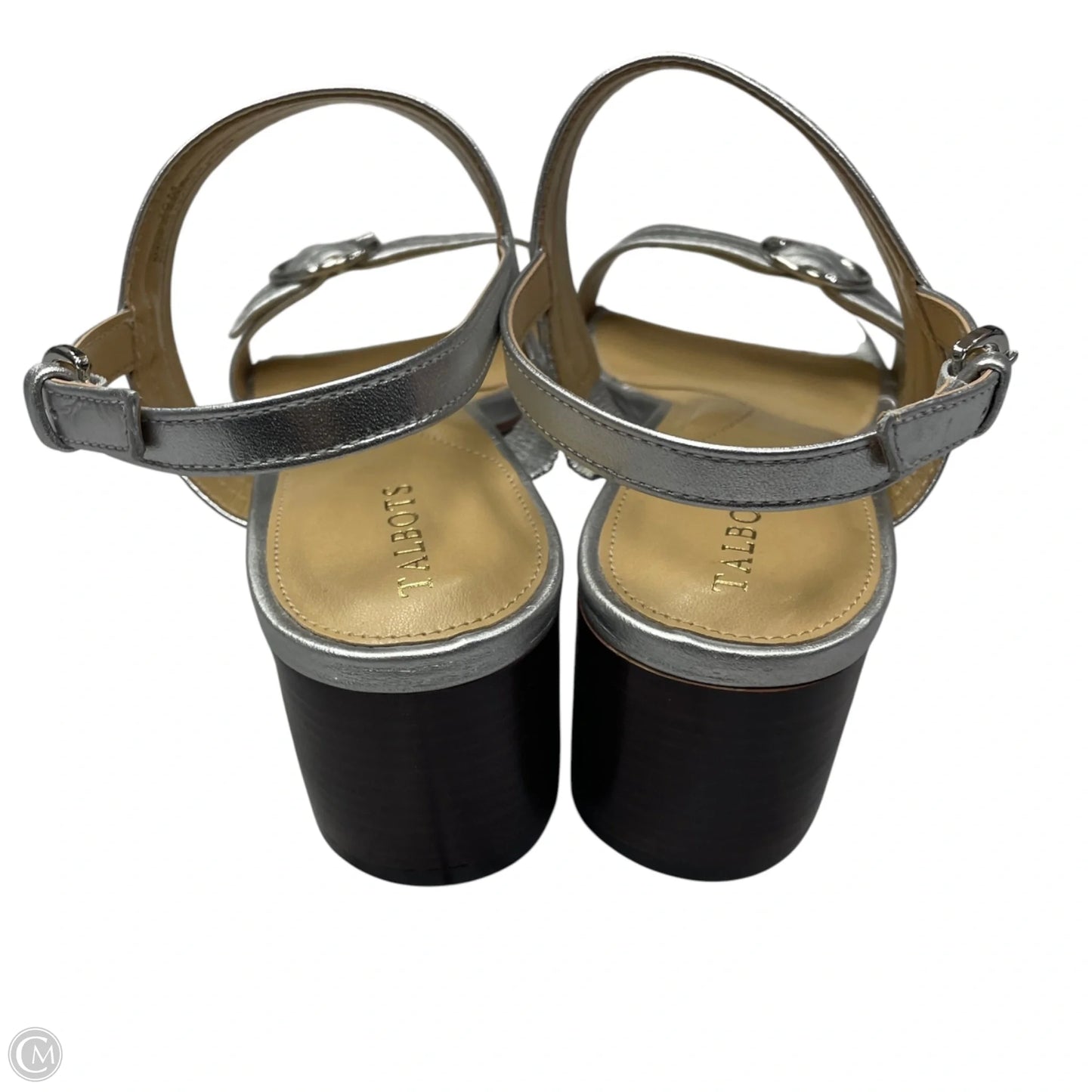 Sandals Heels Block By Talbots In Silver & Tan, Size: 10