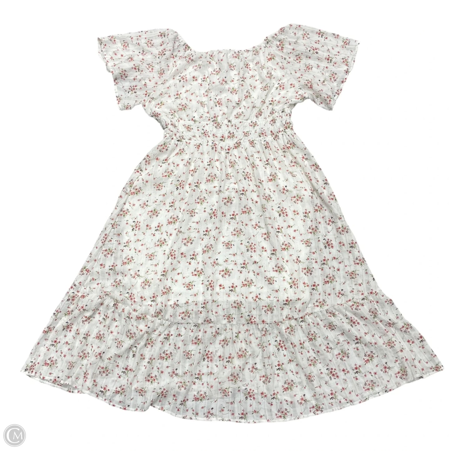 Dress Casual Midi By Dizzy Lizzy In Pink & White, Size: L