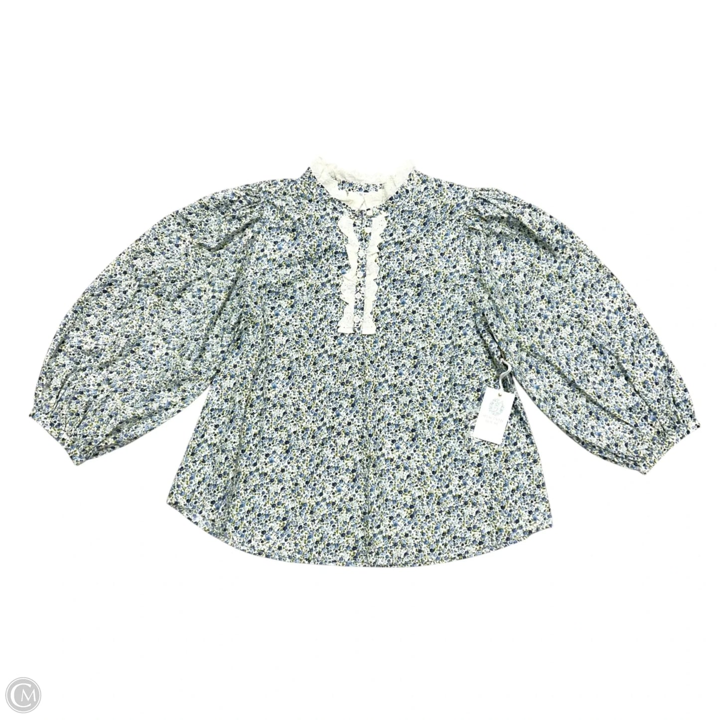 Top Long Sleeve By Hyacinth House In Blue & White, Size: L