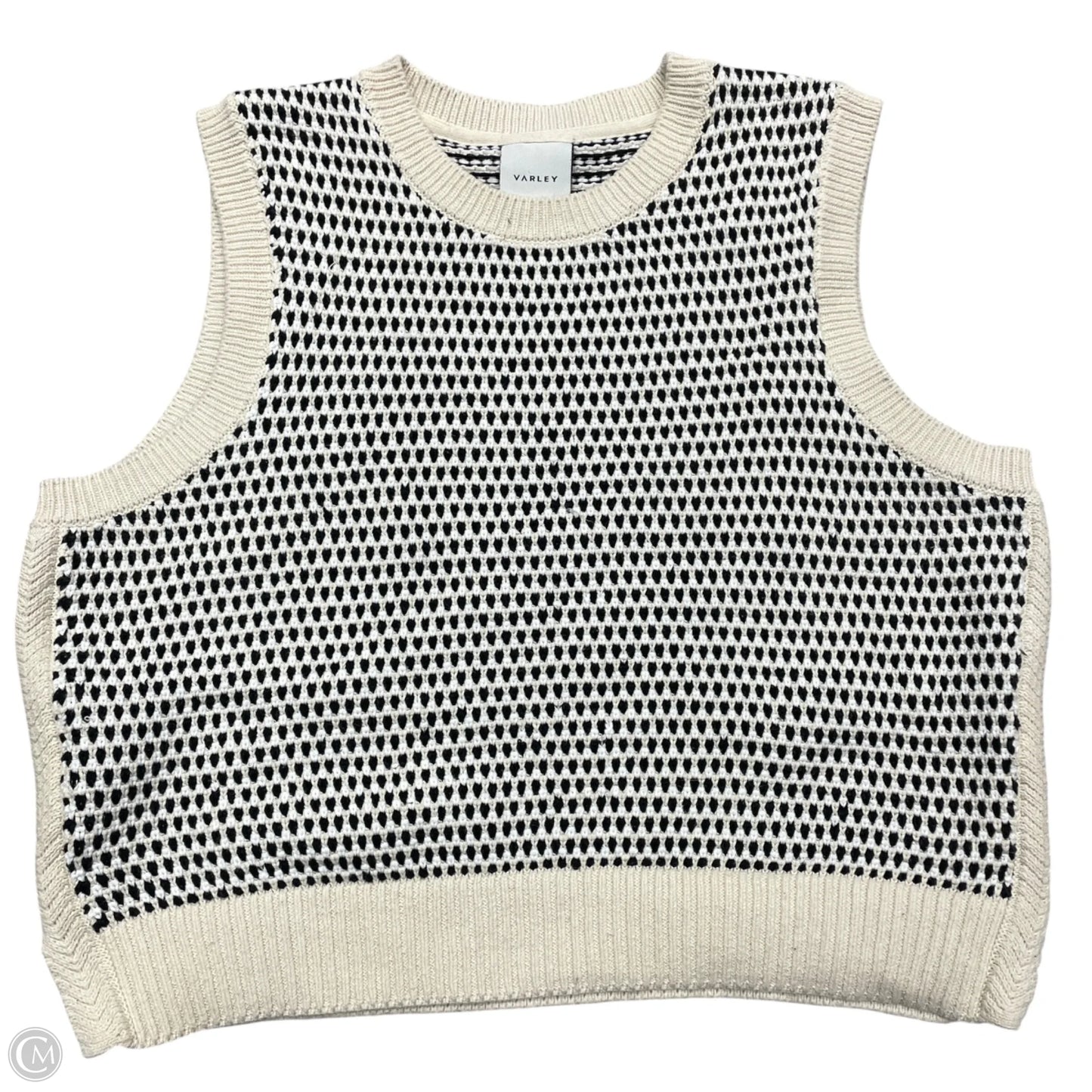 Sweater Short Sleeve By Varley In Black & Cream, Size: L