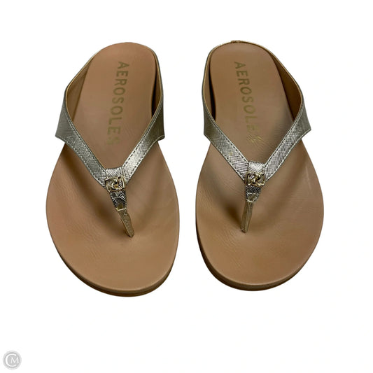 Sandals Flip Flops By Aerosoles In Gold, Size: 7.5