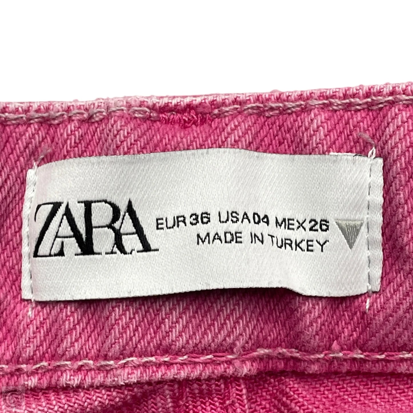 Jeans Wide Leg By Zara In Pink Denim, Size: 4