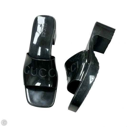 Sandals Luxury Designer By Gucci In Black, Size: 7.5