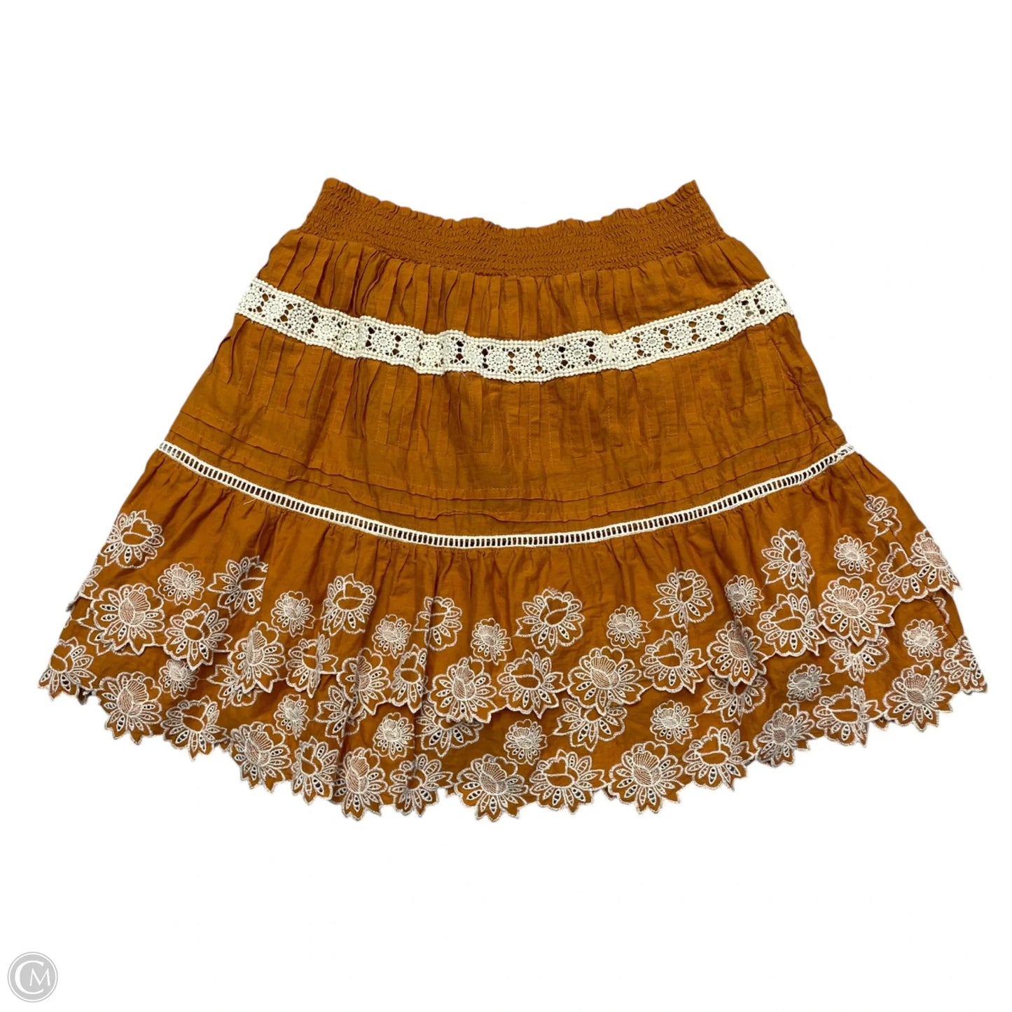 Skirt Mini & Short By Anthropologie In Orange & White, Size: L