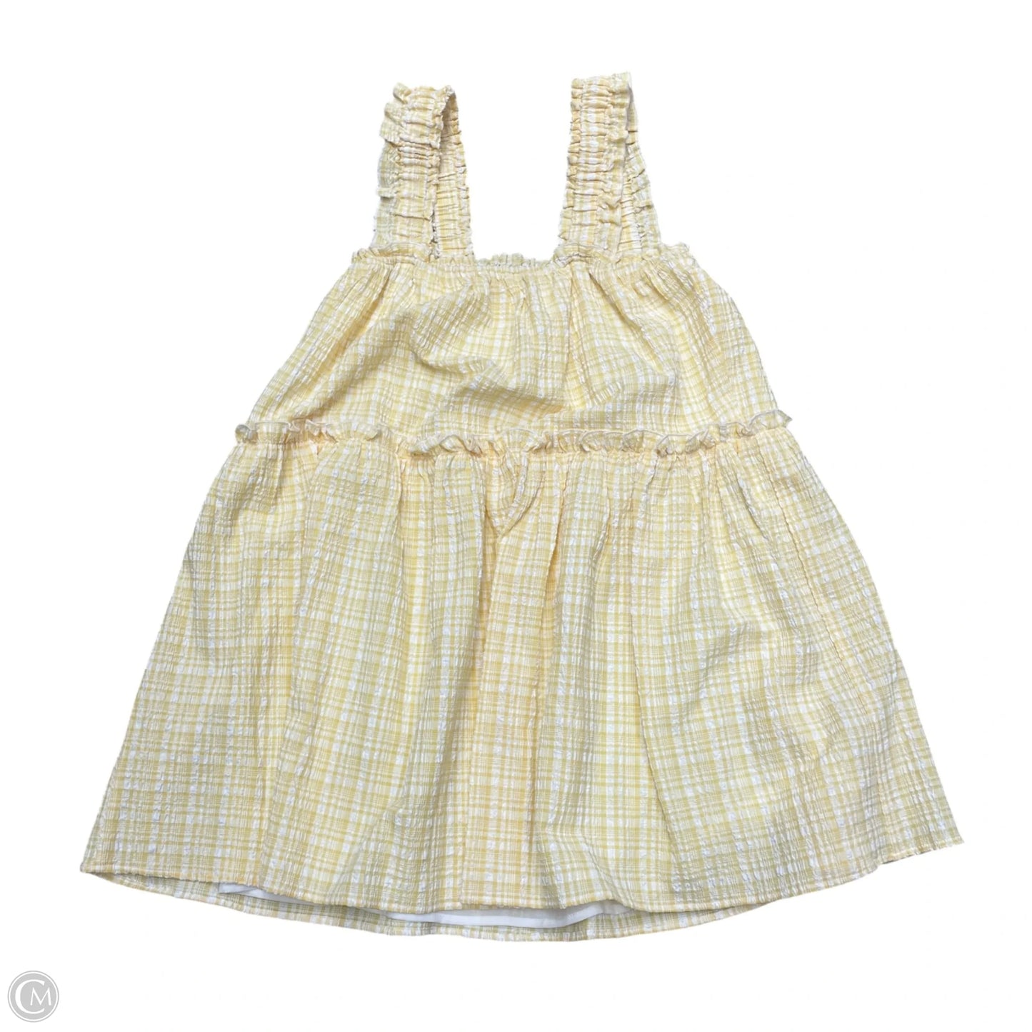 Dress Casual Short By Storia In White & Yellow, Size: S