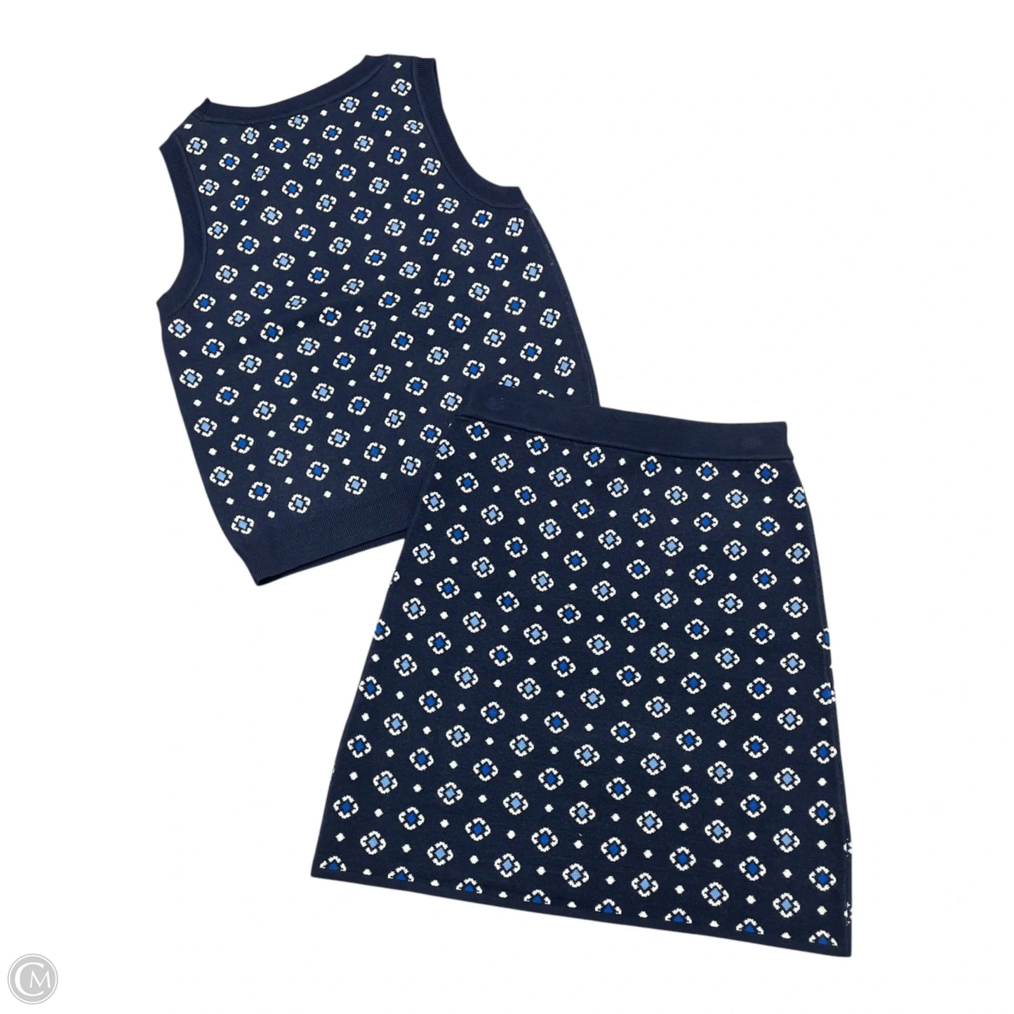 Skirt Set 2pc By Loft In Blue & White, Size: Xxsp