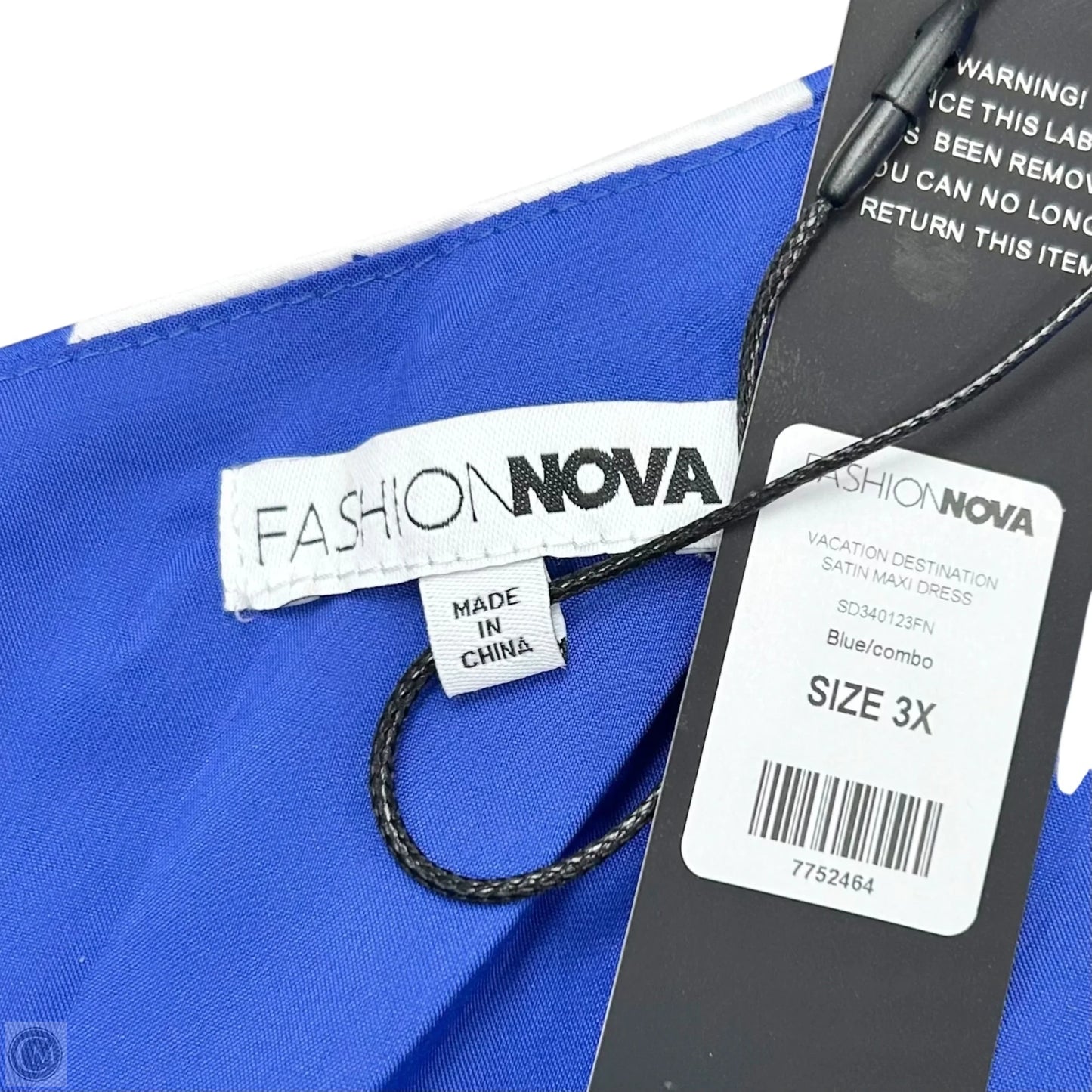 Dress Casual Maxi By Fashion Nova In Blue & White, Size: 3x