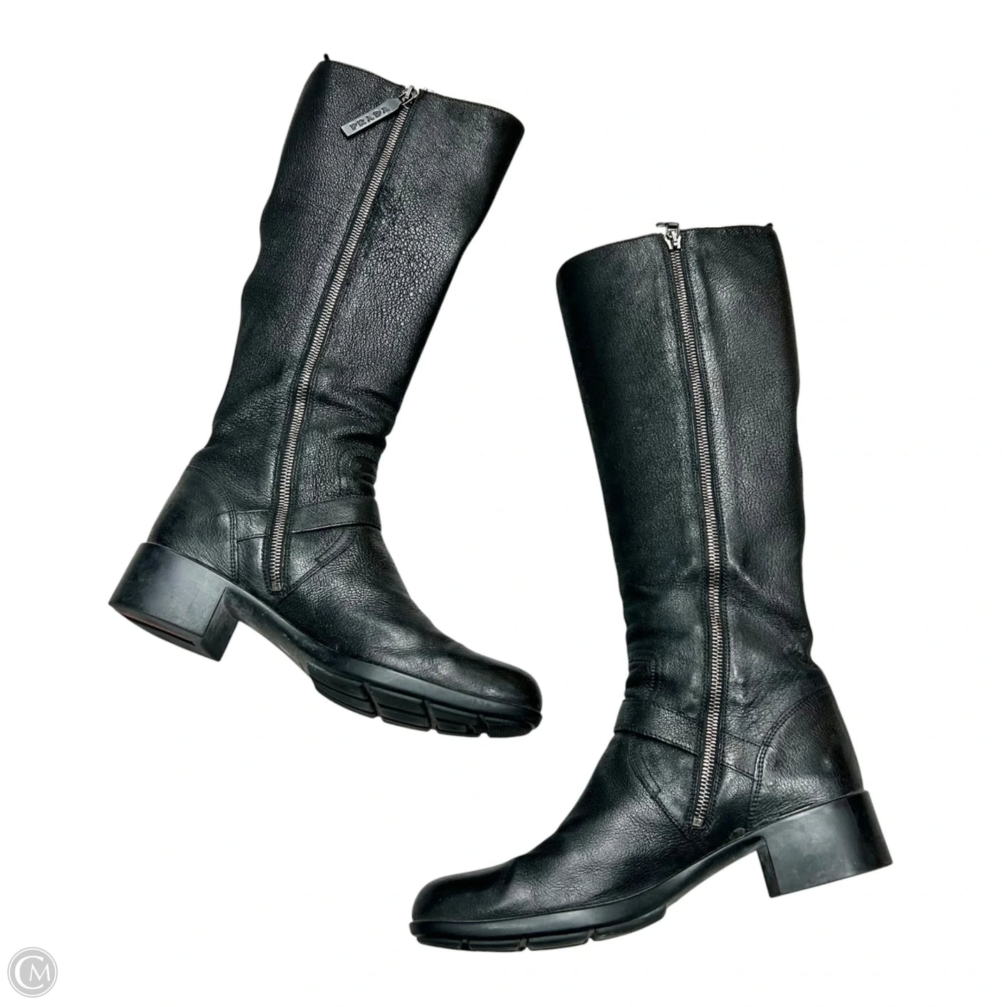 Boots Luxury Designer By Prada In Black, Size: 8