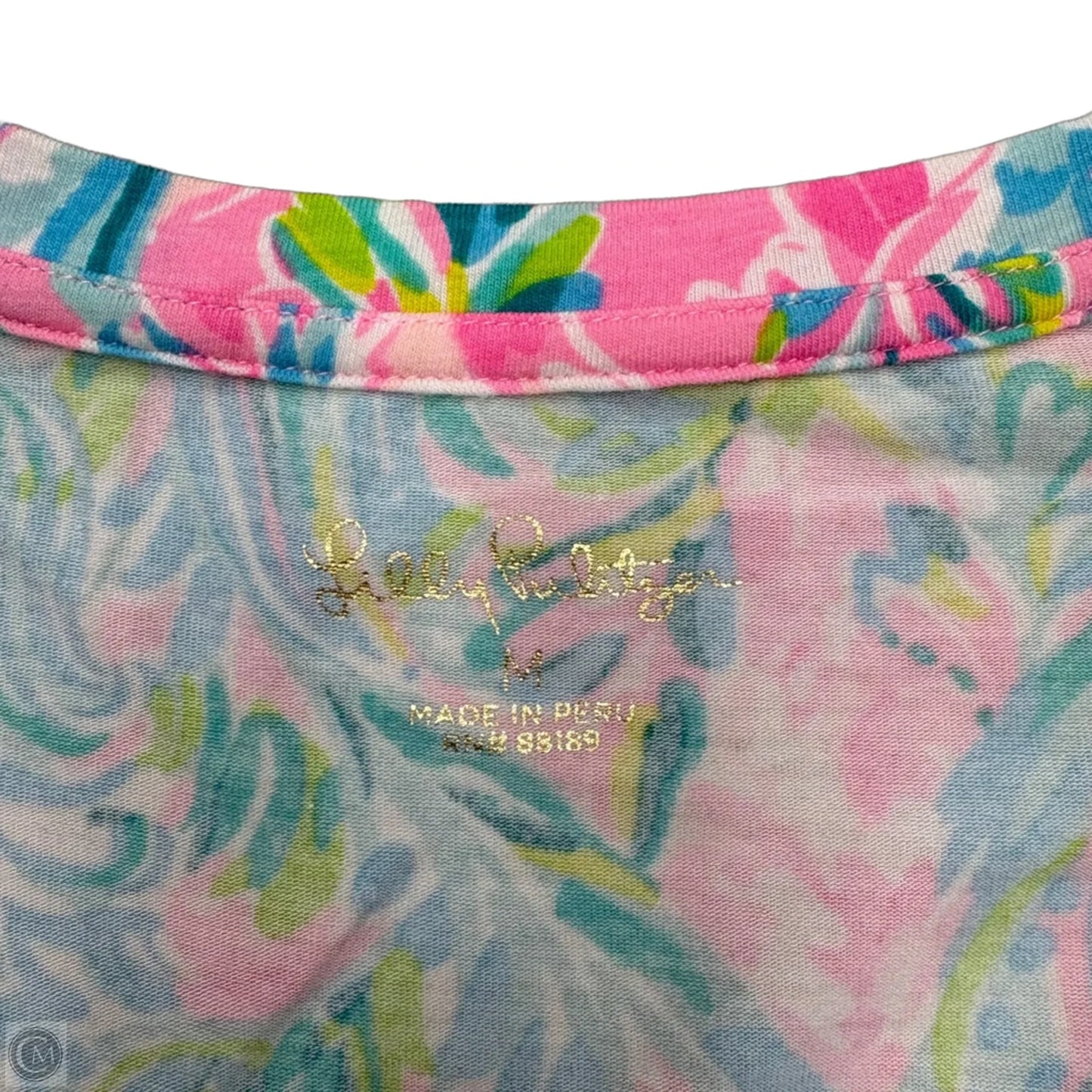 Top Long Sleeve Designer By Lilly Pulitzer In Pink & White, Size: M