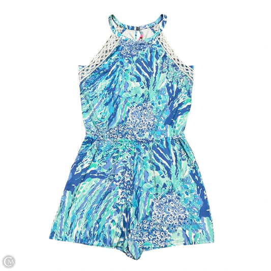 Romper Designer By Lilly Pulitzer In Blue & White, Size: L