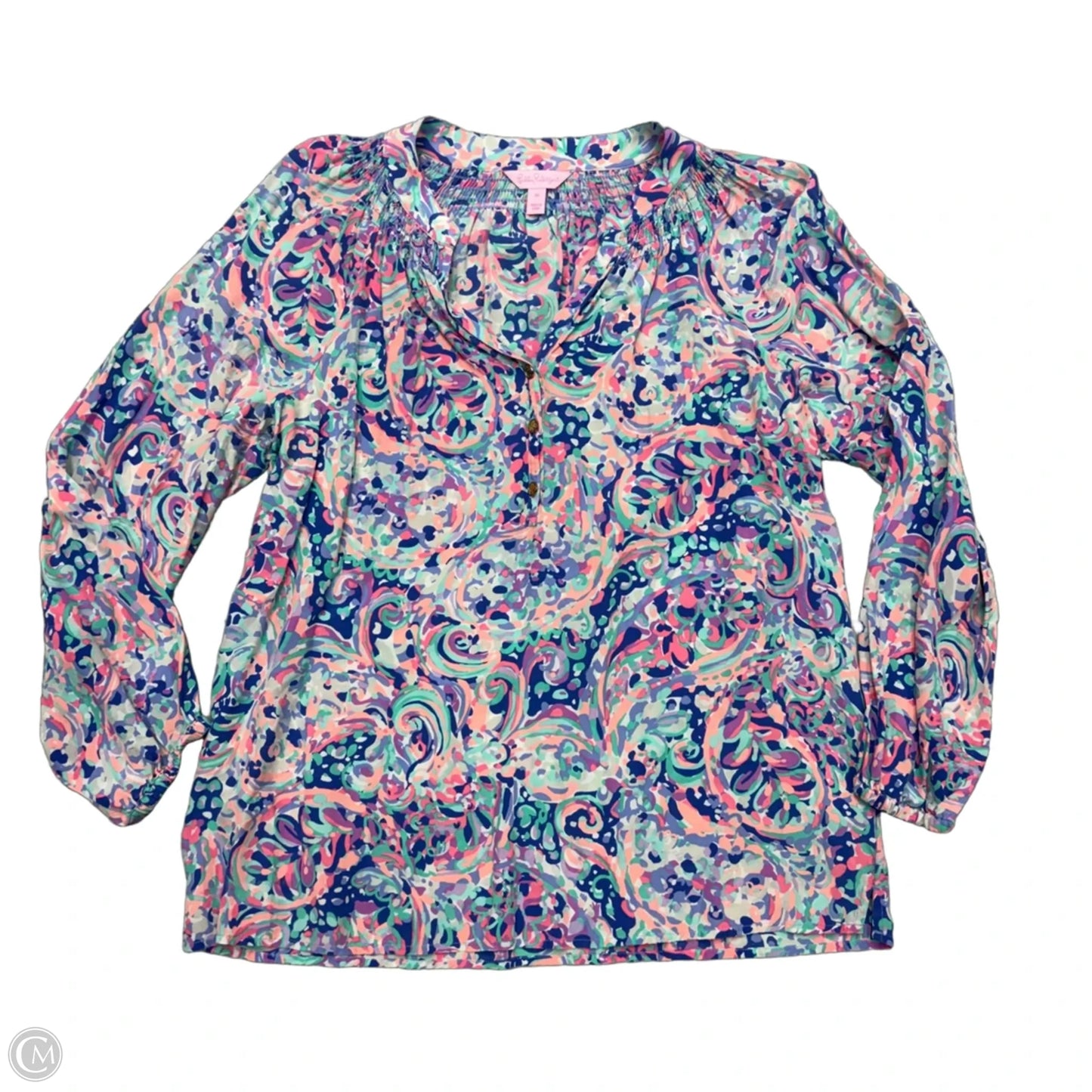 Top Long Sleeve Designer By Lilly Pulitzer In Pink & Purple, Size: M