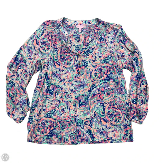 Top Long Sleeve Designer By Lilly Pulitzer In Pink & Purple, Size: M