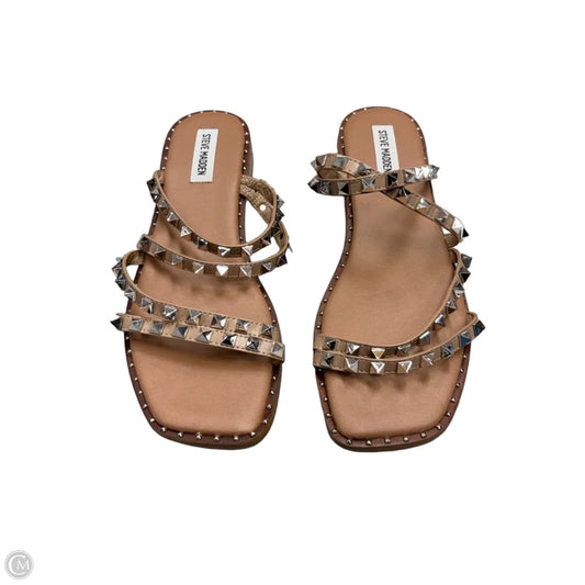 Sandals Flats By Steve Madden In Silver & Tan, Size: 10