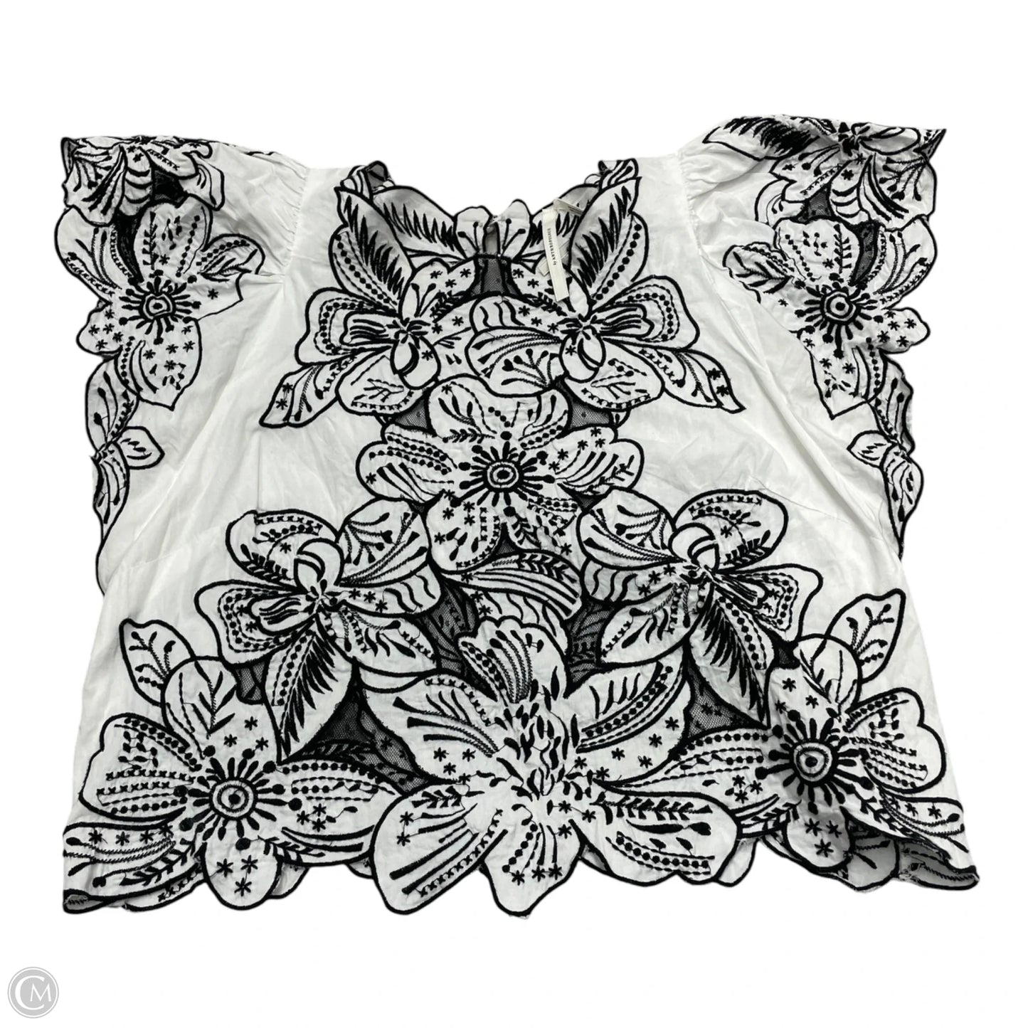 Top Short Sleeve By Anthropologie In Black & White, Size: Xs
