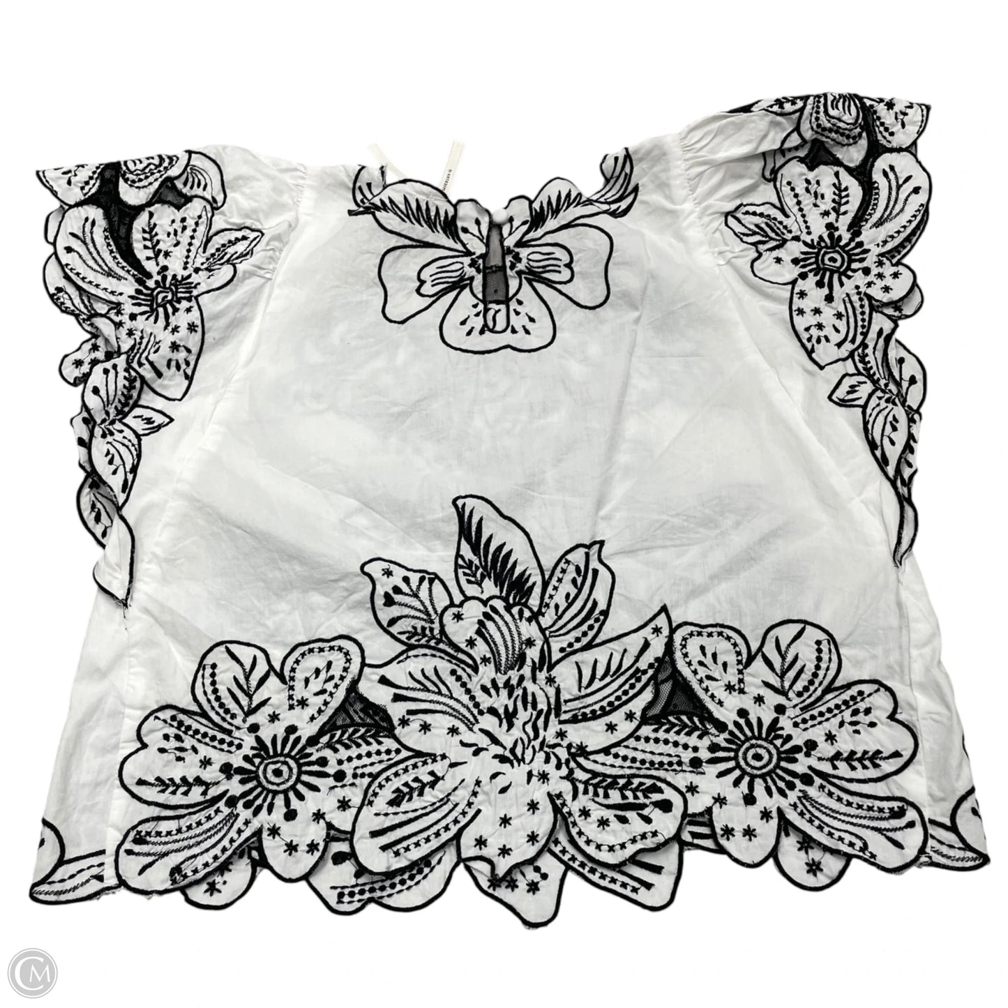 Top Short Sleeve By Anthropologie In Black & White, Size: Xs