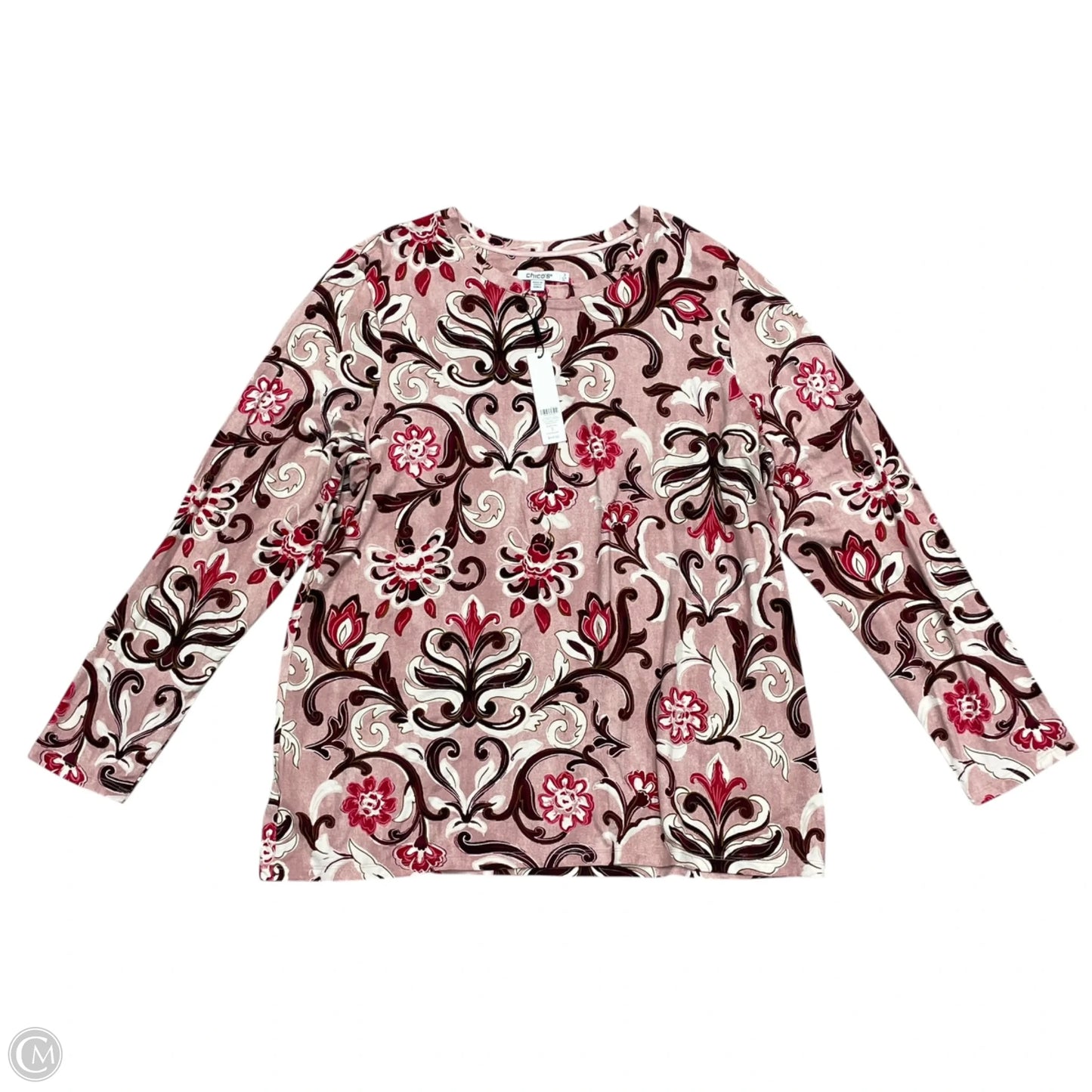 Top Long Sleeve By Chicos In Brown & Pink, Size: Xl