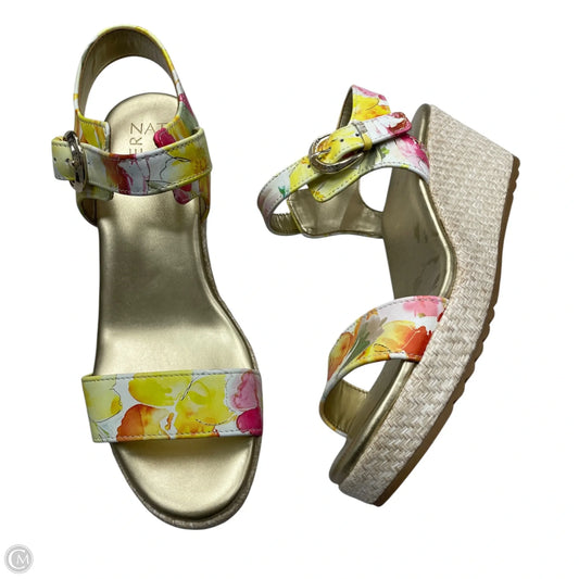 Sandals Heels Wedge By Naturalizer In Floral Print, Size: 10