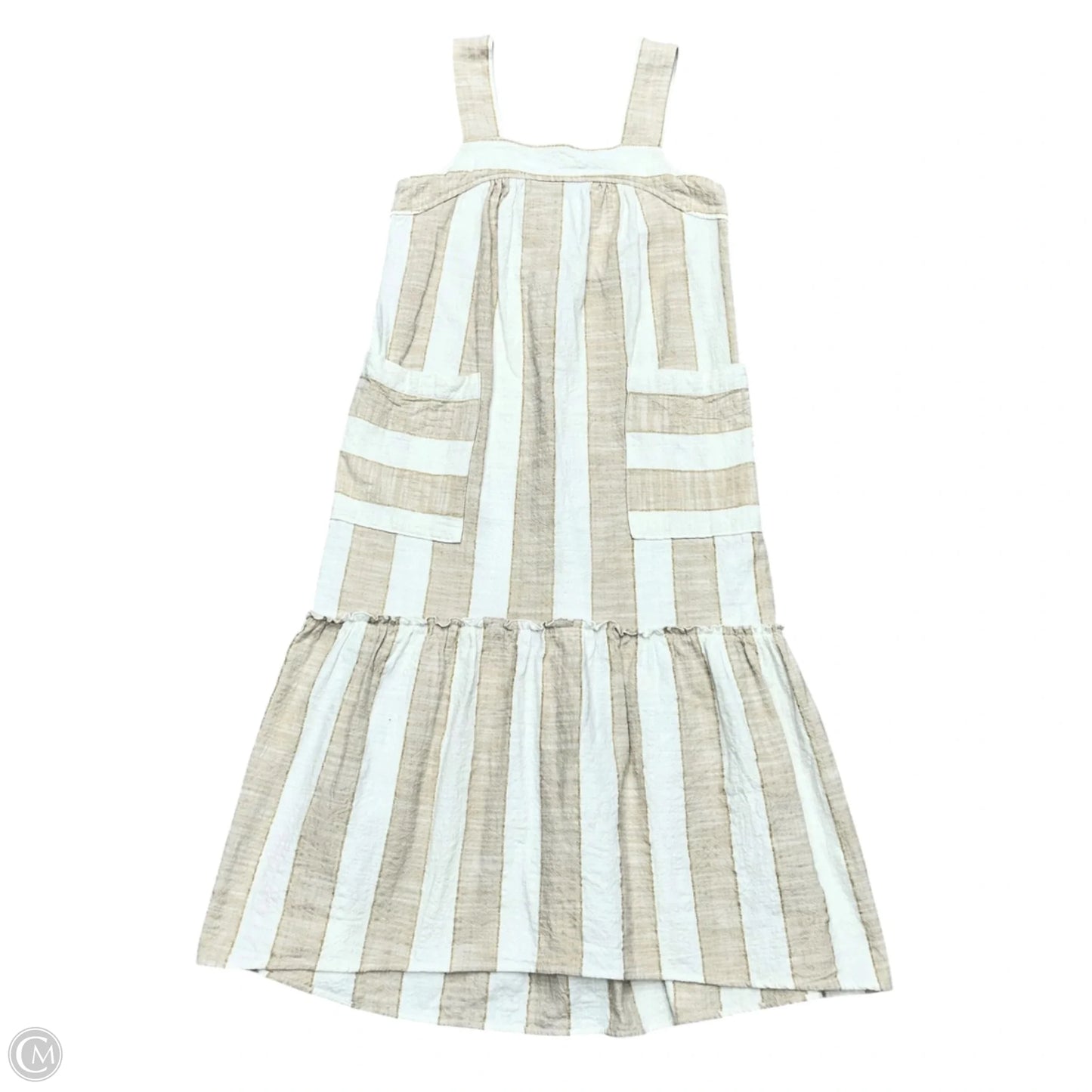 Dress Casual Midi By Maeve In Tan & White, Size: Xs