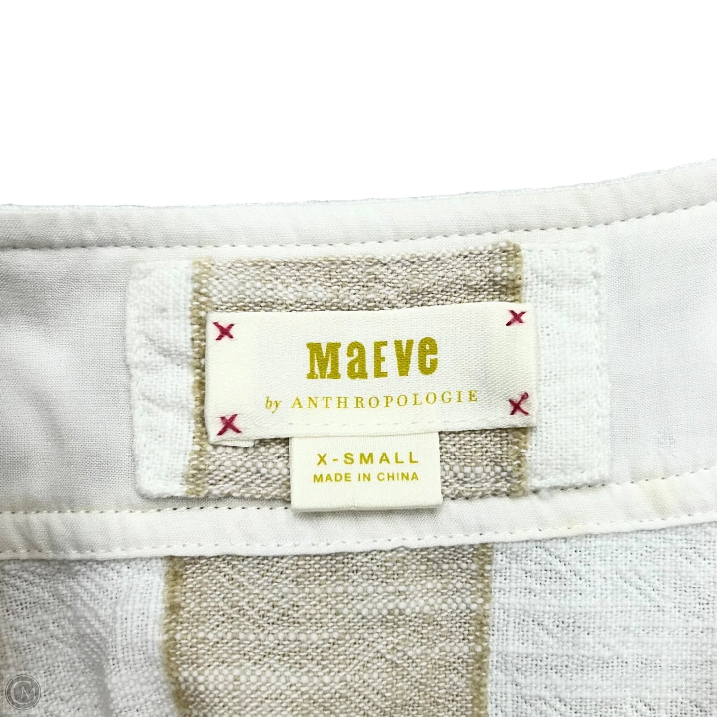 Dress Casual Midi By Maeve In Tan & White, Size: Xs