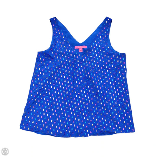 Top Sleeveless Designer By Lilly Pulitzer In Blue & Gold, Size: M