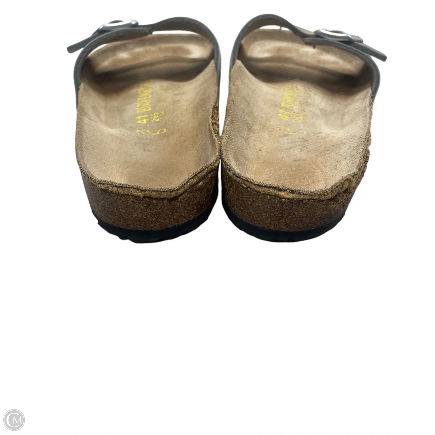 Sandals Flats By Birkenstock In Silver, Size: 11