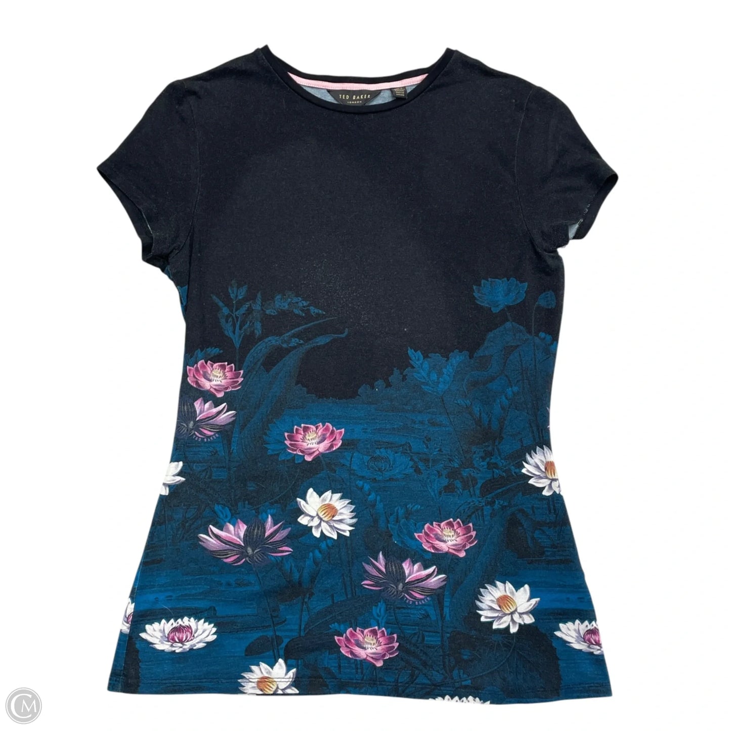 Top Short Sleeve By Ted Baker In Black & Blue, Size: S
