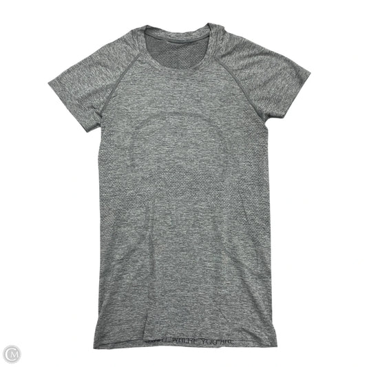 Athletic Top Short Sleeve By Lululemon In Grey, Size: S
