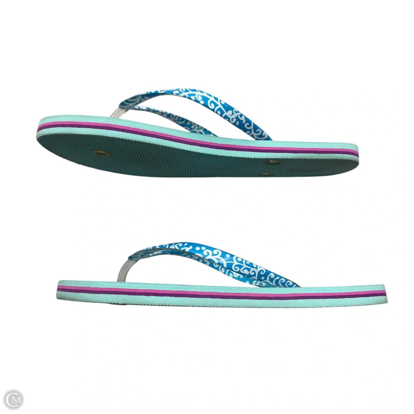 Sandals Flip Flops By Vera Bradley In Blue & White, Size: 7