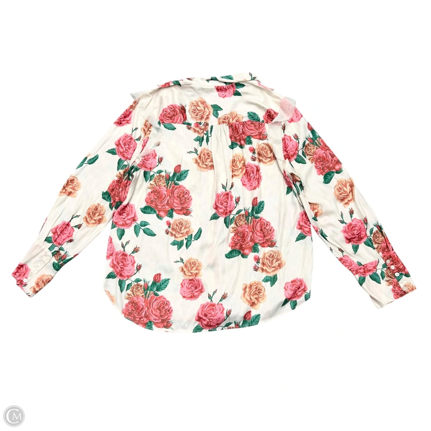 Top Long Sleeve By Free People In Cream & Pink, Size: M