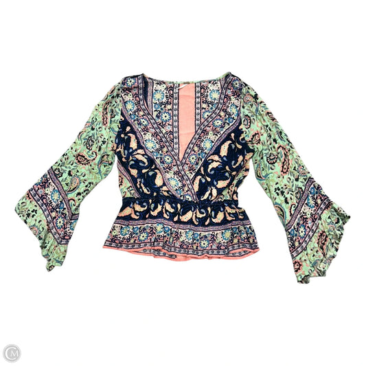 Top Long Sleeve By Free People In Blue & Pink, Size: M